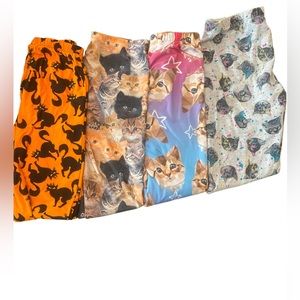 Catitude lot of 4 girls kitty cat kitten leggings pants 10/12